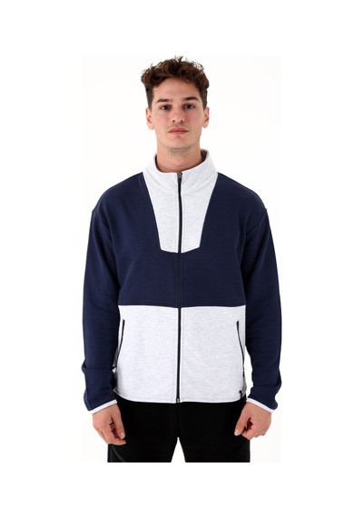 Scorp Spark Tam Fermuarlı Erkek Sweatshirt Lacivert Standart