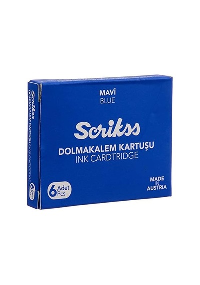 Kartuş Dolma Kalem Kartuşu 6'lı Paket Mavi -