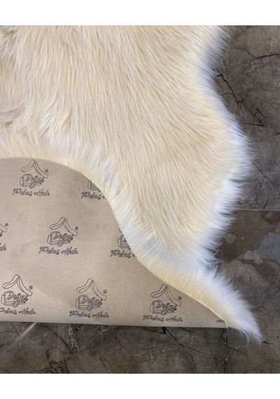 Kuzu Post Üst Kalite Tüy Dökmez Yıkanabilir Yumuşak Dokulu Peluş Halı, Kemik, 50 X 80 Beyaz