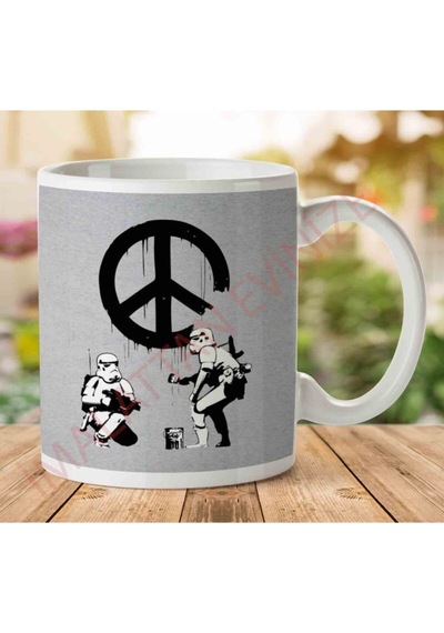 Star Wars Stormtrooper Banksy Iki Tarafı Baskılı Kupa Bardak Çok Renkli