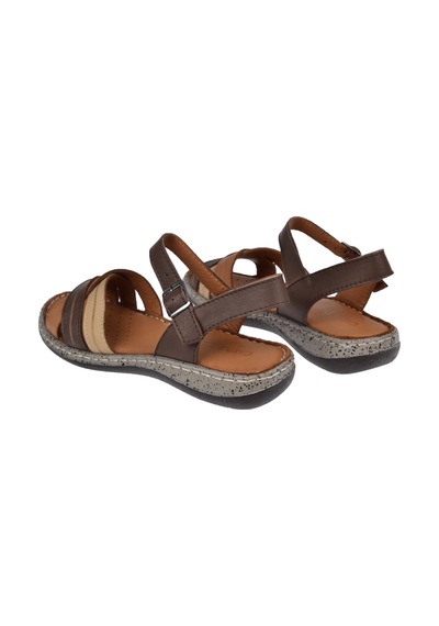 Castle Black Hakiki Deri Comfort Kadın Sandalet Cb-22382 Kahve Multi