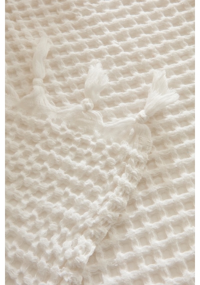 Karaca Home Mady %100 Cotton Waffle Çift Kişilik Tek Pike Beyaz Beyaz