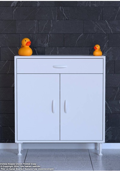 Eliusta Taha 85 Cm 3 Bölmeli Beyaz Çok Amaçlı Dolap 2 Raflı Banyo Mutfak Dolabı 85x88x32,5 Cm Düzenleyici Beyaz