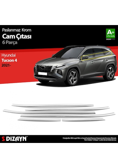 S-dizayn Hyundai Tucson 4 Krom Cam Çıtası 6 Prç. 2021-2024