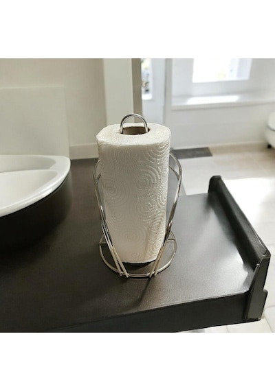 Gümüş Renkli Metal Kağıt Havluluk - Tezgah Üstü - Mutfak/banyo - Spiral Tasarım Gümüş
