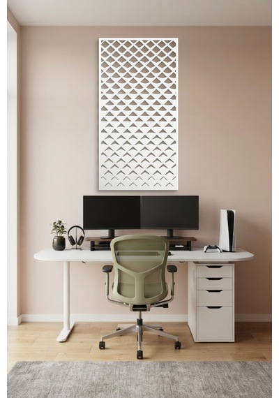 Pul Dekoratif Panel Metal Duvar Tablosu - Duvar Sanatı - Duvar Dekoru - Beyaz