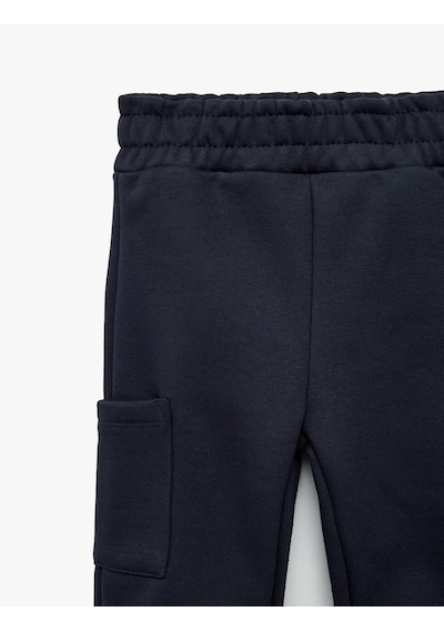 Koton Beli Lastikli Şardonlu Cepli Jogger Eşofman Altı Lacivert 7wmb40056tk