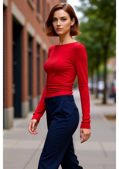 Ersefa Stil Kadın Fitted Vücuda Oturan Büzgü Drape Detaylı Esnek Bluz Cr Kırmızı
