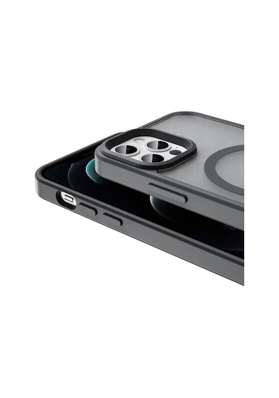 Goocamp Apple Uyumlu iPhone 12 Pro Kılıf Magsafe Şarj Özellikli Mat Arka Yüzey Sio Kapak - Koyu M Koyu Mor