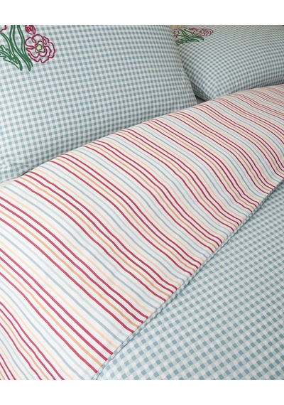 Pastel Gingham Pamuklu Çift Kişilik Nevresim Seti 200x220 Cm Pembe - Turuncu