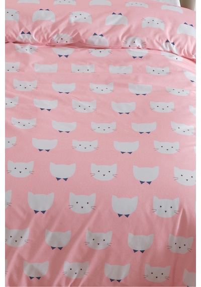 Tek Kişilik Pamuklu Nevresim Takımı 3 Parça Pisipisi Desen Pembe / Yumuşak Dokulu Pembe