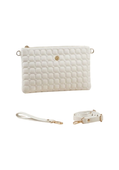 Wikidays.s Moda Trendi Kare Kapitone Desenli Kadın El Ve Omuz Çantası Portföy Clutch Orta Boy Beyaz
