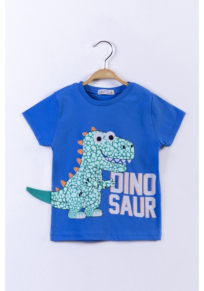 Toontoy Kids Toontoy Erkek Çocuk Kabartmalı Dinazor Baskılı Tişört Saks
