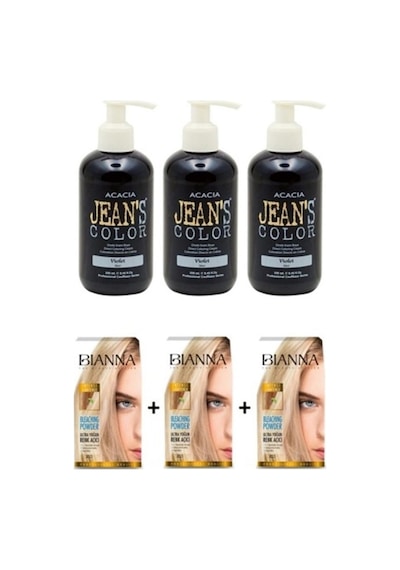 Jean's Color Mor 250ml Amonyaksız Saç Boyası 3 Adet+ 3 Adet Açıcı Bıanna