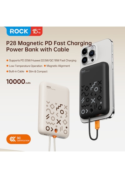 P28 10.000 Mah 20w Magsafe Kablosuz Powerbank Dijital Gösterge Siyah