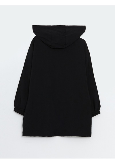 Lcw Modest Siyah Kapüşonlu Düz Oversize Kadın Tunik