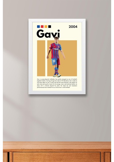 Gavi Çerçeveli Tablo - Dekoratif Çerçeveli Futbolcu Poster Tablo