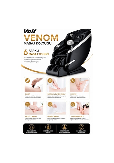 Voit Venom Masaj Koltuğu – Tablet Kontrollü, Bluetooth Hoparlörlü, Kurulum Gerektirmez