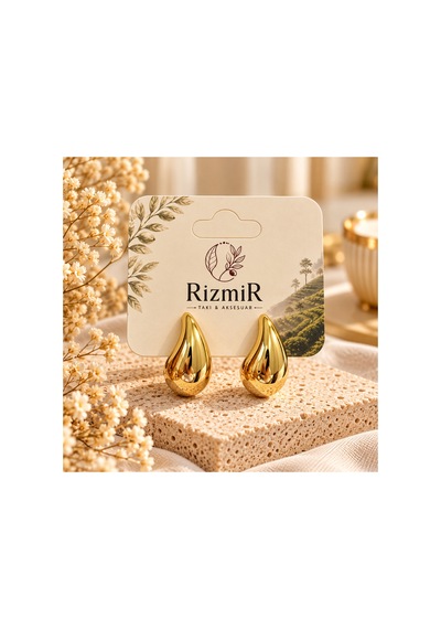 Gold Damla Tasarım Kadın Küpe Altın