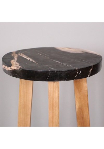 Nurıa Fosil Ağaç & Teak Sehpa 30x50x27 Cm Bej