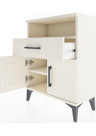 Arges Komodin 2 Raflı Tek Çekmeceli 2 Kapaklı 60x30x80 Aytaşı... Aytaşı