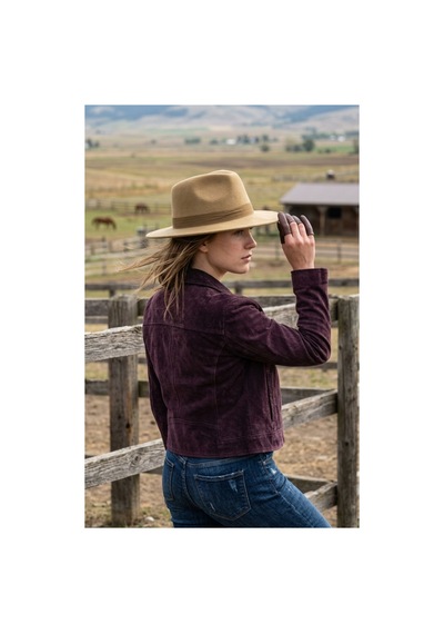 Emybox Kadın Kaşe Kovboy Şapka Geniş Siperlikli Fötr Kemerli Kışlık Şık Şapka Country Vintage Tarz Şapka Haki