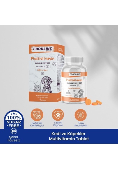 Multivitamin 75 Tablet, Kedi Ve Köpekler İçin Bağışıklık Tamamlayıcı