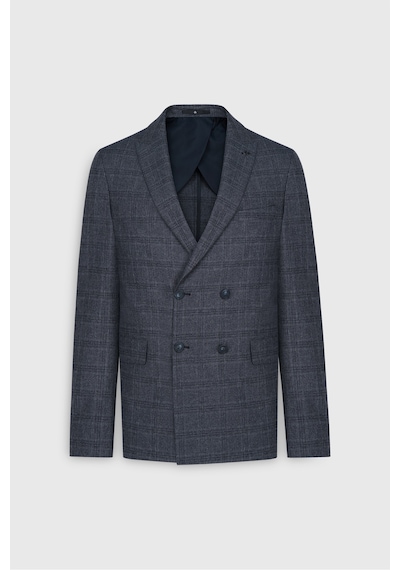 AC&Co / Altınyıldız Classics  Erkek Koyu Grı Slim Fit Dar Kesim Kırlangıç Yaka Kareli Kapak Cepli Esnek Takım Elbise Koyu Grı