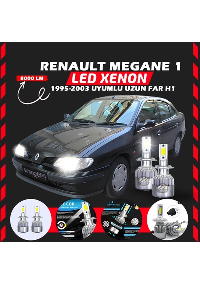Renault Megane 1 1995-2003 Uzun Far Uyumlu Şimşek Etkili Led Xenon Performance Series H1