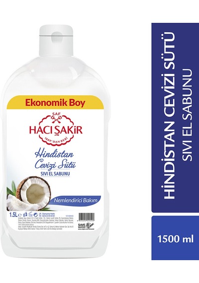 4 Adet Hacı Şakir Sıvı Sabun Hindistan Cevizi Sütü 1500 Ml