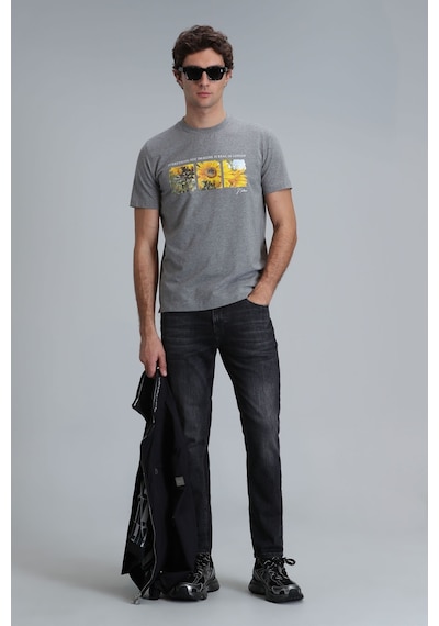 Lufian Erkek June Modern Grafik T-shirt 111020192 Gri