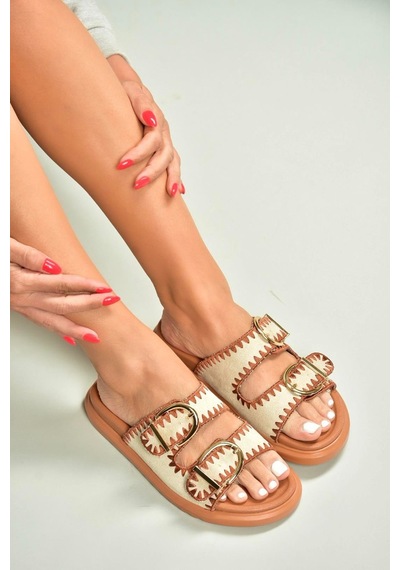 Fox Shoes U267146202 Bej/taba Süet Kadın Terlik Bej/taba-süet