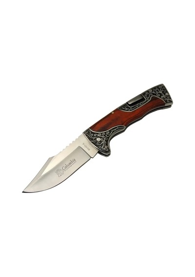 B3157a İşlemeli Kamp Çakı 22 Cm - Gül Ağacı Saplı, Manuel Açılma