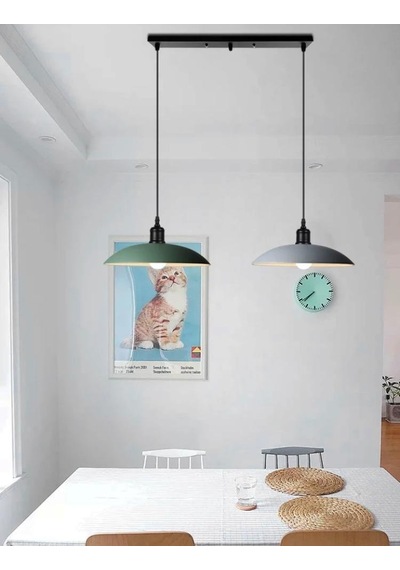 Rsylight Retro Metal Dekoratif Rustik Masa Üstü Sıralı 2 Li Sarkıt Avize Genişlik 60 Cm Beyaz