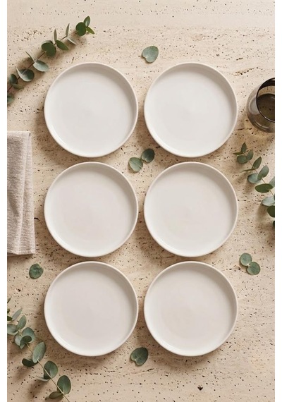 Alpin Sunum Tabağı 6'lı Set - Estetik Pasta Tabağı Ve Yemek Servis Altlığı Beyaz