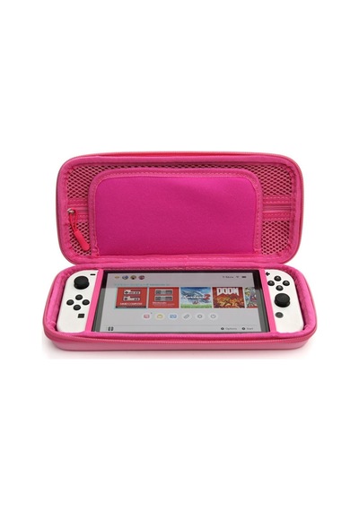 Nintendo Switch/switch Oled Oyun Konsolu Koruyucu Taşıma Ve Seyahat Çantası Pembe