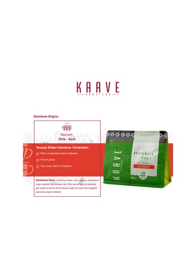 Kaave Roastery Guatemala Peaks Çekirdek 4 x 250 G