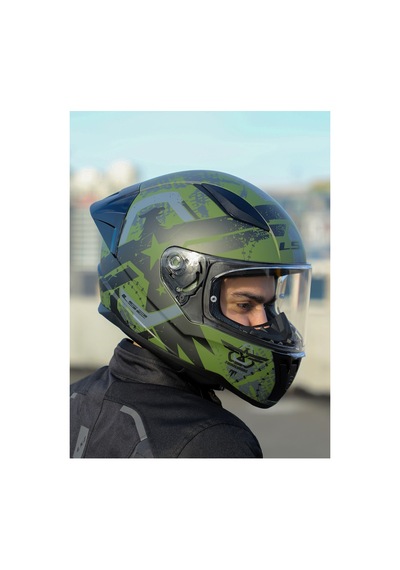 Rapıd 2 Race Thunder Bırds Mat Yeşil-siyah-gri Kask + Spoiler Mat yeşil - Siyah