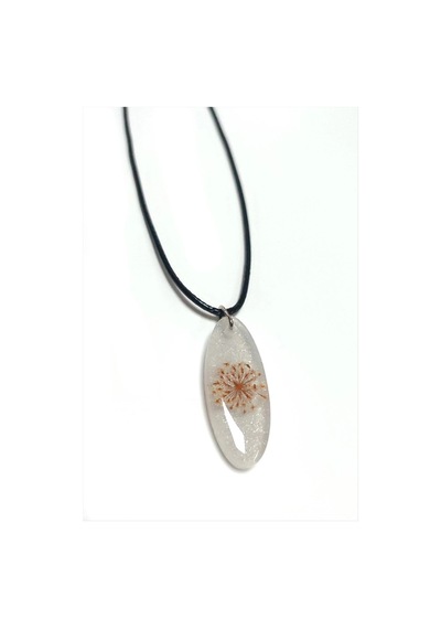 Sultanotu Çiçeği Oval Epoksi Kolye Çok renkli