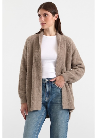 Olcay Salaş Soft Kumaş Triko Hırka Vizon 8299