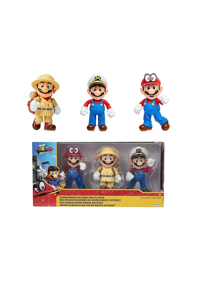 Süper Mario Odyssey 3'lü Paket Aksiyon Figürleri - Kaptan Mario, Explorer Mario Ve Mario İle Cappy