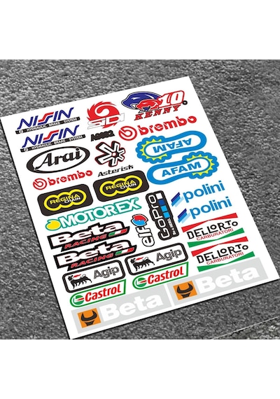 Araba, Motosiklet, Bisiklet, Kask Sponsor Sticker Seti, Çıkartma Etiketi A8032 Model Siyah