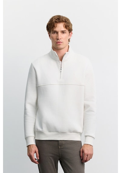 Avva Erkek Beyaz Dik Yaka Fermuarlı -5 Dereceye Dayanıklı Regular Fit Sweatshirt A62y1351