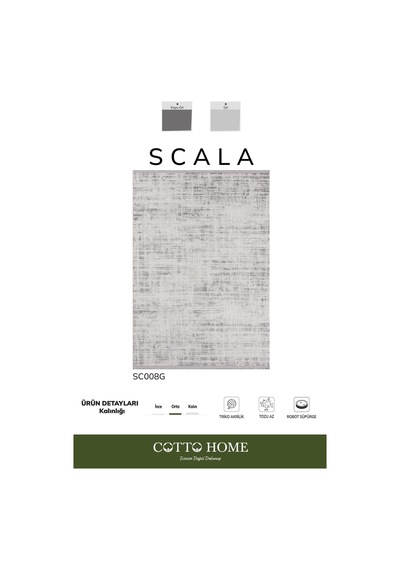 Scala Sc008g Gri Halı Modern Desenli Tozu Az Akrilik Salon Halısı Yatak Odası Mutfak Koridor
