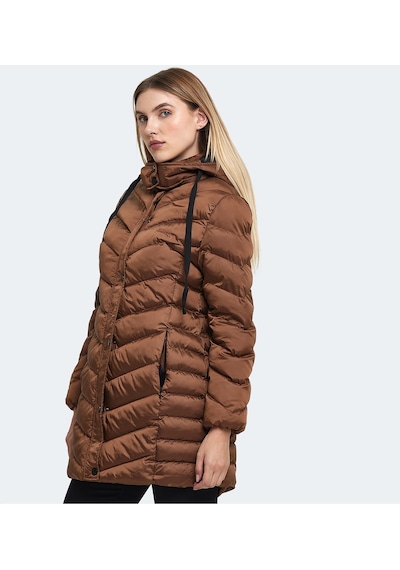Slazenger GWEN Kadın Kapüşonlu Şişme Taba Mont & Kaban