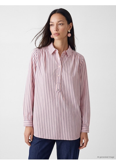 Lcw Everyday Pembe Çizgili Kadın Gömlek Tunik