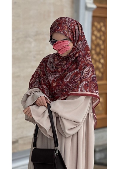 Qalortex Scarf Pamuklu Soft Açelya Desen Eşarp-kremit kiremit