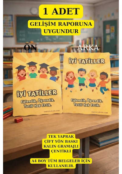 20 Adet Gelişim Raporu Karne Kılıfı Altlık - No1