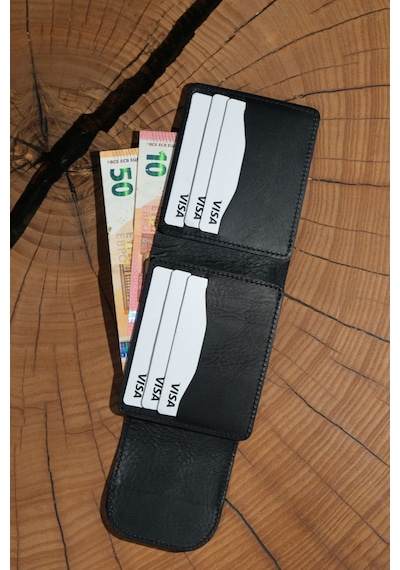 Lenax Leather Mono Hakiki Deri Erkek Cüzdan Gerçek Deri Kartlık Ve Bozuk Para Bölmeli Siyah