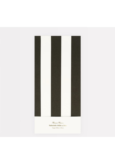 Meri Meri - Black Striped Tablecloth - Siyah Çizgili Masa Örtüsü